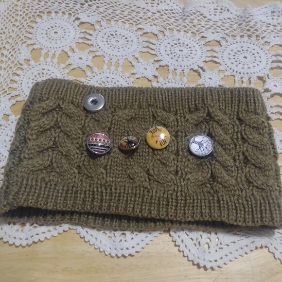Snap Jewelry Knit Headband with four snaps - Picture 1 of 8